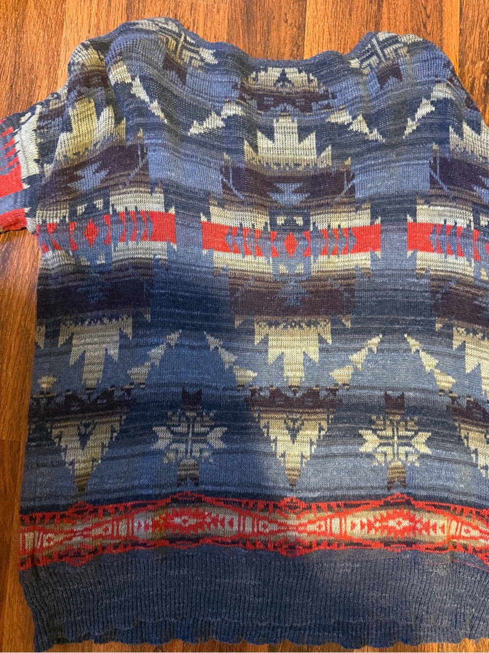 Vintage Ralph Lauren Blue Patterned Aztec-Print Women's Sweater - Picture 7 of 10
